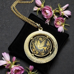 24 karát aranyozott Damascene nyaklánc, vintage damaszkén nyaklánc, Toledói spanyol ékszer, arany nyakék - Meska.hu