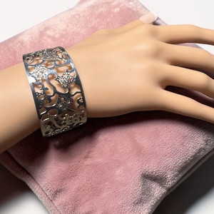 925 ezüst nyitott karperec, áttört mintás ezüst karkötő, valódi ezüst ékszer, Ékszer, Karkötő, Karperec, Ékszerkészítés, MESKA