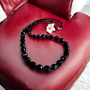 Fekete Olasz üveggyöngy egyedi vintage nyaklánc 1990-es évekből, hibátlan minőségi ékszer nyakék - Meska.hu