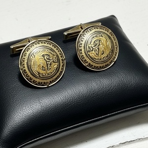 24 karát aranyozott Damascene mandzsettagomb, damasztén toledói mandzsetta, Toledó spanyol ékszer - esküvő - ékszer - mandzsettagomb & nyakkendőtű - Meska.hu