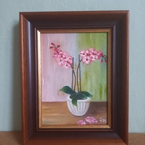 Rózsaszín orchideák, Művészet, Festmény, Olajfestmény, Festészet, MESKA