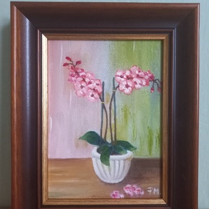 Rózsaszín orchideák - művészet - festmény - olajfestmény - Meska.hu