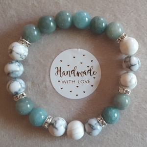 Howlite - Jáde ásványkarkötő, Ékszer, Karkötő, Charm karkötő, Ékszerkészítés, MESKA