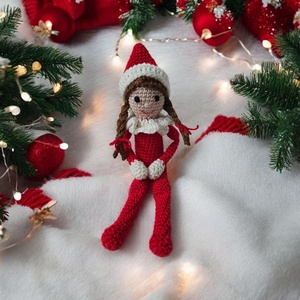 Horgolt Elf manó - karácsony - karácsonyi lakásdekoráció - karácsonyi manók, figurák - Meska.hu