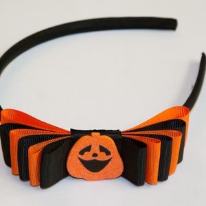 Fekete-narancssárga masnis hajpánt hajráf, Halloween, Halloweeni jelmez és kiegészítők, Varrás, MESKA