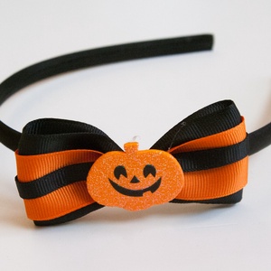 Fekete-narancssárga masnis hajpánt hajráf, Halloween, Halloweeni jelmez és kiegészítők, Varrás, MESKA