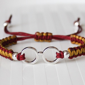 Fonott makramé karkötő - Harry Potter bordó/arany, Ékszer, Karkötő, Fonott karkötő, Csomózás, MESKA