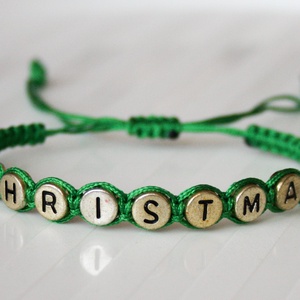 Fonott makramé karkötő - Christmas zöld, Ékszer, Karkötő, Fonott karkötő, Csomózás, MESKA