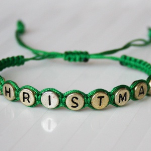 Fonott makramé karkötő - Christmas zöld - ékszer - karkötő - fonott karkötő - Meska.hu