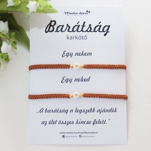 Fonott makramé karkötő Barátság karkötő 2 darab - Barna szívecskés, Ékszer, Karkötő, Fonott karkötő, Csomózás, MESKA