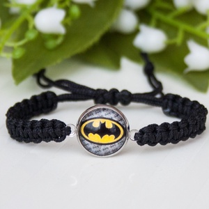 Fonott makramé karkötő gyerekeknek - Fekete Batman - Meska.hu