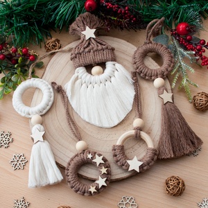 Makramé karika karácsonyi dísz - Barna - Meska.hu