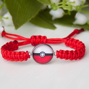 Fonott makramé karkötő gyerekeknek - Pokélabda pokémon piros - Meska.hu