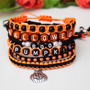 Fonott makramé karkötő - Halloween fekete/narancssárga - otthon & életmód - dekoráció - halloween - halloweeni ékszerek - Meska.hu