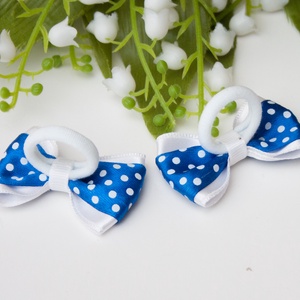 Masnis hajgumi - Fehér kék pöttyös - ruha & divat - hajdísz & hajcsat - hajgumi - Meska.hu