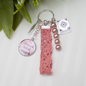 Kulcstartó, táskadísz - Könyvimádóknak, könyvmolyoknak - Lazacszínű, Táska & Tok, Kulcstartó & Táskadísz, Kulcstartó, Mindenmás, MESKA