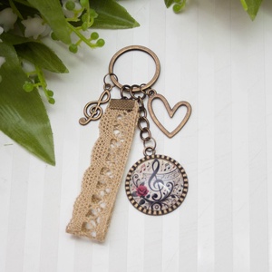 Kulcstartó, táskadísz - Zene kedvelőinek bronz, Táska & Tok, Kulcstartó & Táskadísz, Kulcstartó, Mindenmás, MESKA
