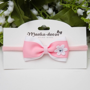 Rugalmas, gumis hajpánt - Fehér/rózsaszín, Ruha & Divat, Hajdísz & Hajcsat, Hajráf & Hajpánt, Varrás, MESKA