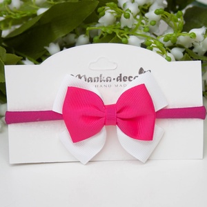 Rugalmas, gumis hajpánt - Fehér/pink - Meska.hu