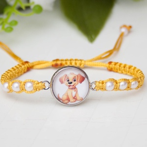 Fonott makramé karkötő gyerekeknek - Kutyás arany - Meska.hu