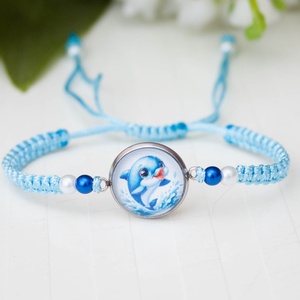 Fonott makramé karkötő gyerekeknek - Delfines kék, Ékszer, Karkötő, Fonott karkötő, Csomózás, MESKA