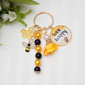 Kulcstartó, táskadísz - Méhecskés fekete/sárga - Meska.hu