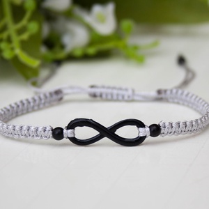 Makramé karkötő - Végtelen szürke, Ékszer, Karkötő, Fonott karkötő, Csomózás, MESKA