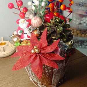 Mikulás kaspóban - karácsony - adventi díszek - adventi asztaldísz - Meska.hu