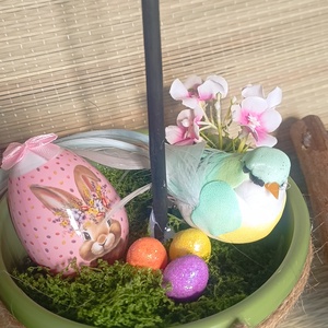 Egy csipetnyi tavasz � Kézzel készült szív alakú tavaszi asztaldísz - ünnepi díszek, dekorációk - húsvéti díszek és dekorációk - húsvéti asztaldíszek - Meska.hu