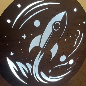 Raketa - asztali lampa, Otthon & Életmód, Lámpa, Asztali lámpa, Famegmunkálás, MESKA