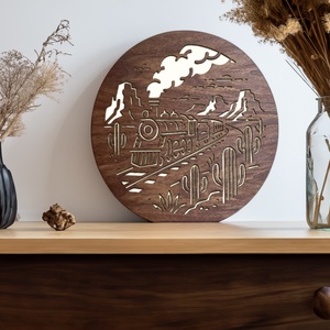 Vadnyugati mintájú lámpa lézervágott motívummal, fehér LED világítással és fényerőszabályzós kapcsolóval, Otthon & Életmód, Lámpa, Hangulatlámpa, Famegmunkálás, MESKA