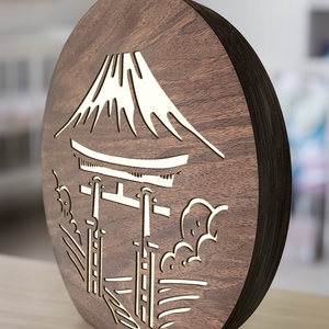 Torii kapu - Lézervágott fa lámpa japán mintával, meleg fehér LED világítással és fényerőszabályzós kapcsolóval - otthon & életmód - lámpa - hangulatlámpa - Meska.hu