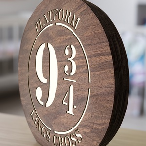 Platform 9 3/4 - Lézervágott fa lámpa Harry Potter minta, meleg fehér LED világítással és fényerőszabályzós kapcsolóval - otthon & életmód - lámpa - hangulatlámpa - Meska.hu