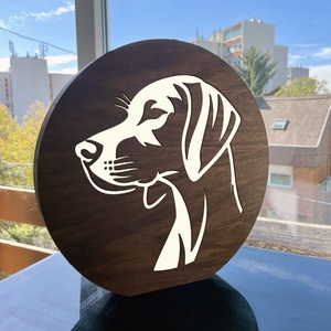 Vizsla - Lézervágott fa lámpa kutyás mintával, meleg fehér LED világítással és fényerőszabályzós kapcsolóval - otthon & életmód - lámpa - hangulatlámpa - Meska.hu