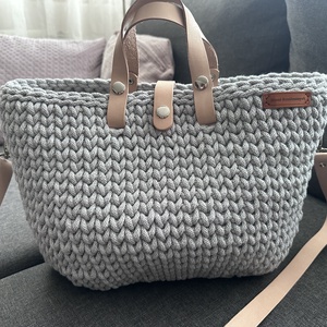 Világos szürke horgolt táska - táska & tok - kézitáska & válltáska - kézitáska - Meska.hu