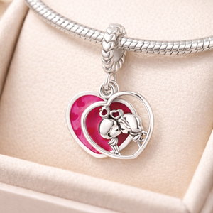 Ezüst szerelmes pár szív függő charm - Meska.hu