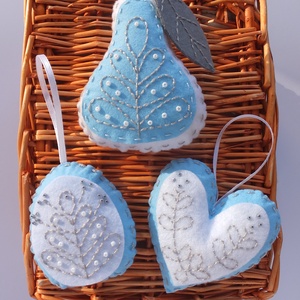 3 darabos karácsonyi filc dísz - AZONNAL VIHETŐ - Meska.hu