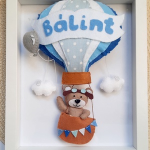 Kék hőlégballonos névtábla / babaszoba kép - otthon & életmód - babaszoba, gyerekszoba - babaszoba kép - Meska.hu