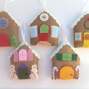 10 darabos téli házikó és fenyőfa dísz - Meska.hu