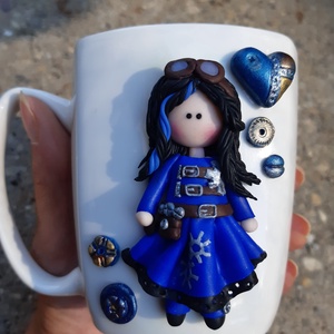 Kislányos bögre - steampunk kollekció - Meska.hu