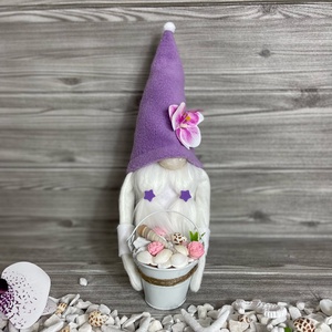 Nyári textil manó lila sapkában - Meska.hu