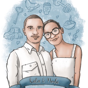 Szerelmes portré készítés AKCIÓ! - művészet - portré & karikatúra - karikatúra - Meska.hu