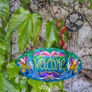  Welcome üdvözlőtábla, Otthon & Életmód, Dekoráció, Ajtó- és ablak dekoráció, Ajtótábla, Festett tárgyak, MESKA