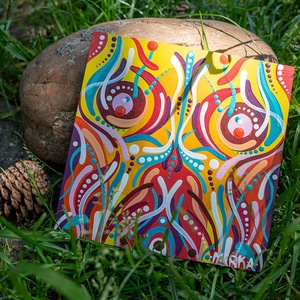Kézzel festett fa csempe - 15x15 cm, Otthon & Életmód, Dekoráció, Kép & Falikép, Fából készült kép, Festészet, MESKA