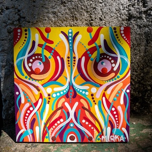 Kézzel festett fa csempe - 15x15 cm - otthon & életmód - dekoráció - kép & falikép - fából készült kép - Meska.hu
