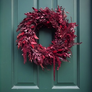 Burgundi koszorú - ajtódísz, Otthon & Életmód, Dekoráció, Ajtó- és ablak dekoráció, Ajtódísz & Kopogtató, Virágkötés, Preparált, tartósított szárazvirágokból készült szárazvirág koszorú. Használható falidíszként, ajtó..., MESKA
