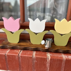 Mini tulipános kert 3 tulipánnal - otthon & életmód - dekoráció - asztal és polc dekoráció - asztaldísz - Meska.hu