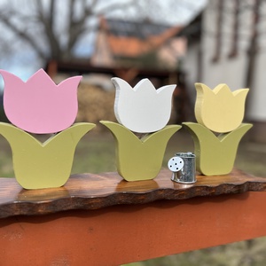 Mini tulipános kert 3 tulipánnal - otthon & életmód - dekoráció - asztal és polc dekoráció - asztaldísz - Meska.hu