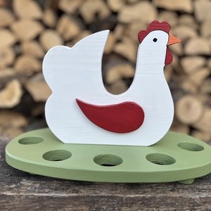 Tojástartó tyúkocska, Ünnepi díszek, dekorációk, Húsvéti díszek és dekorációk, Húsvéti tojástartó, Famegmunkálás, MESKA