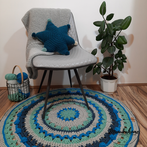 Türkiz mandala szőnyeg - Meska.hu